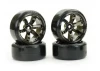 Fastrax 1:10 Street Drift Tyres Pre Mounted on 6-Spoke Grey Shadow Chrome Wheels (6mm Offset) 12mm hex (4)