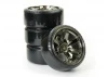 Fastrax 1:10 Street Drift Tyres Pre Mounted on 6-Spoke Grey Shadow Chrome Wheels (6mm Offset) 12mm hex (4)