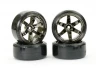 Fastrax 1:10 Street Drift Tyres Pre Mounted on 6-Spoke Grey Shadow Chrome Wheels (6mm Offset) 12mm hex (4)
