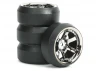 Fastrax 1:10 (4) Drift D3 Tyre With 9mm 6-Spoke Wheel - Black Chrome