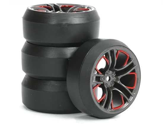 Fastrax 1:10 (4) Drift D3 Tyre With 3mm 10-Spoke Wheel-Graphite
