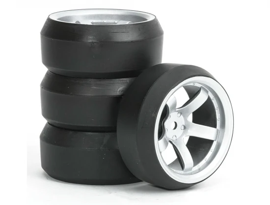 Fastrax Drift D3 Tyres Mounted on 9mm Offset 5 Spoke Satin Silver Wheels (4)
