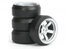 Fastrax Drift D3 Tyres Mounted on 9mm Offset 5 Spoke Satin Silver Wheels (4)