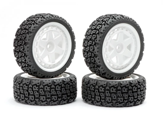Fastrax 1:10 R Block Rally Tyres/6-Spoke White Wheels (4)