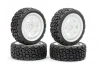 Fastrax 1:10 R Block Rally Tyres/6-Spoke White Wheels (4)