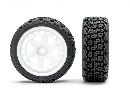 Fastrax 1:10 R Block Rally Tyres/6-Spoke White Wheels (4)