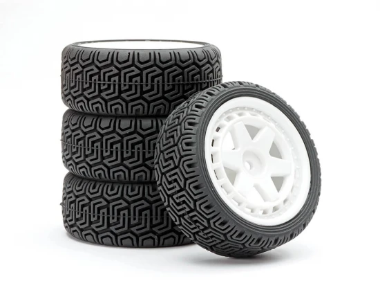 Fastrax 1:10 Geometric Rally Tyres/6-Spoke White Wheels (4)