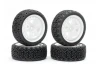 Fastrax 1:10 Geometric Rally Tyres/6-Spoke White Wheels (4)