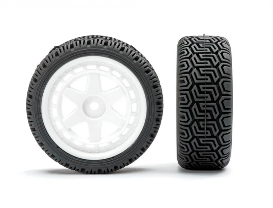 Fastrax 1:10 Geometric Rally Tyres/6-Spoke White Wheels (4)