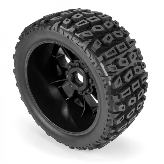 Duratrax Brutus 5.7 Monster Truck Tires Mounted on 24mm Hex Black Ripper Wheels (2)