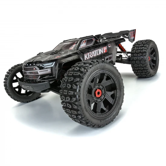 Duratrax Brutus 5.7 Monster Truck Tires Mounted on 24mm Hex Black Ripper Wheels (2)