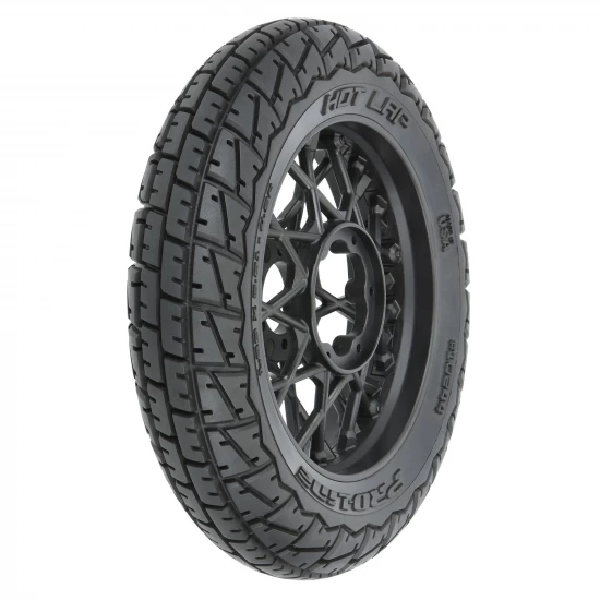 ProLine Hot Lap MX S3 Front Tire Mounted on Black Supermoto Wheel (1)