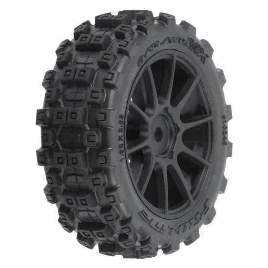 ProLine Badlands MX 1.9 Buggy Tires Mounted On Mach-10 Black Wheels 
