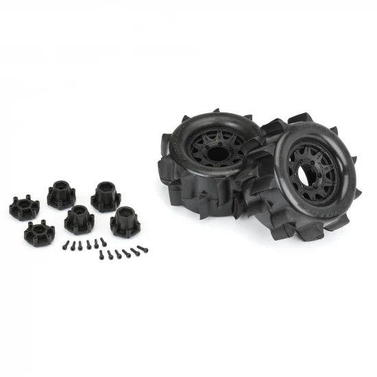 ProLine Sand Paw HP Belted 2.8 MT Tyres on 12/14mm Hex Black Wheels (2)
