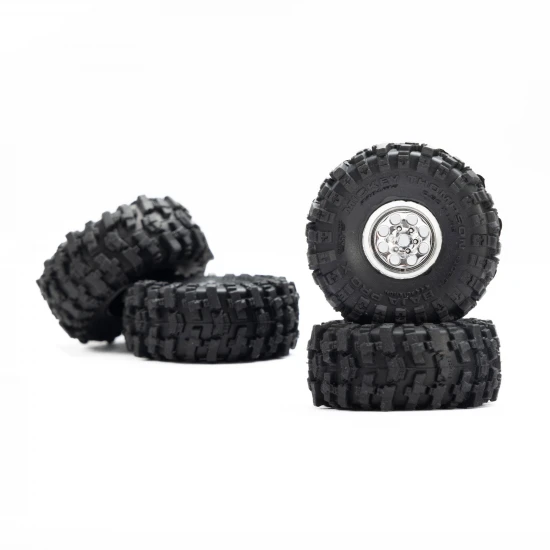 1/30 Baja Pro X Front/Rear Mounted Chrome Beast Tires (4): A