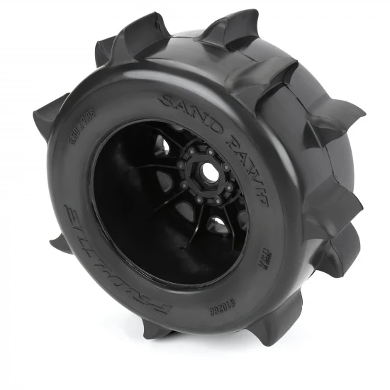ProLine Sand Paw HP Belted 3.8 MT Tyres Mounted on Black 17mm Hex 8x32 Wheels (2)