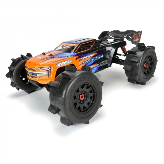 ProLine Sand Paw HP Belted 3.8 MT Tyres Mounted on Black 17mm Hex 8x32 Wheels (2)