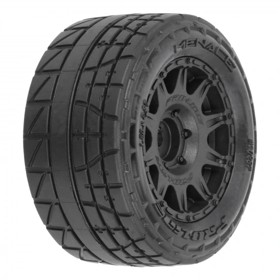 1:18 Menace F/R Street Tires MTD 12mm Black Raid (4): Granit