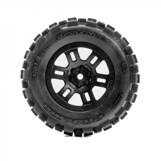 ProLine Badlands Tyres Mounted on 12mm Hex Black Split Six Wheels (2)