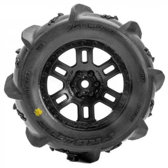 ProLine 1:16 Dumont MT Tires On Black Split Six Wheels (2)