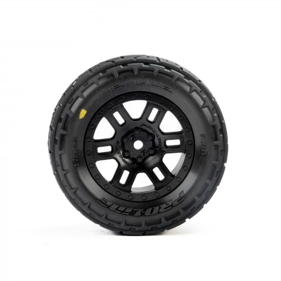 Menace Front/Rear Street Tires Mounted 12mm Black Split Six