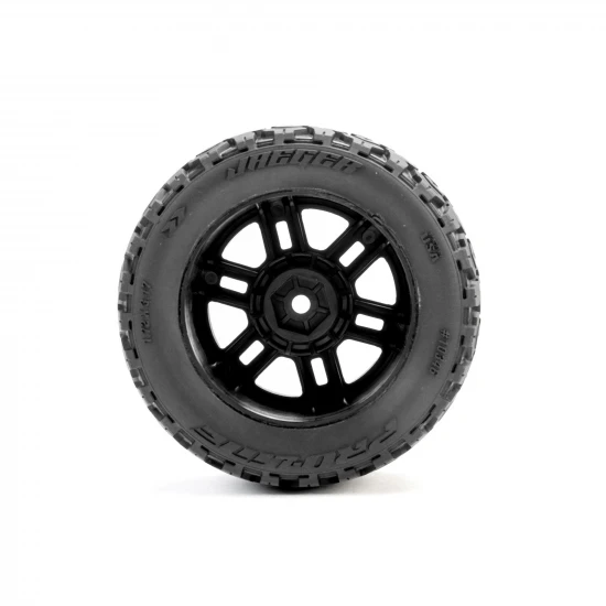 ProLine Jaeger Tyres Mounted on 12mm Hex Black Split Six Wheels (2)
