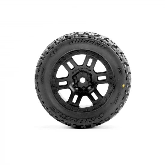 ProLine Jaeger Tyres Mounted on 12mm Hex Black Split Six Wheels (2)