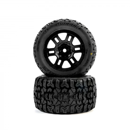 ProLine Jaeger Tyres Mounted on 12mm Hex Black Split Six Wheels (2)