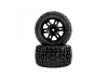 ProLine Jaeger Tyres Mounted on 12mm Hex Black Split Six Wheels (2)