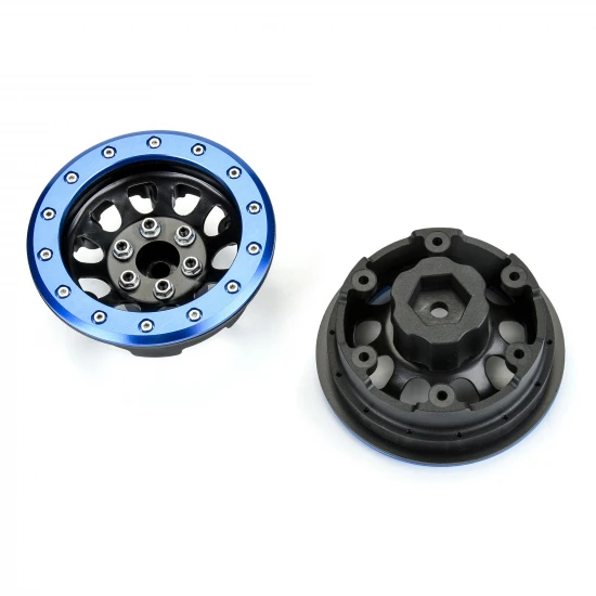 ProLine 1:6 Steelies Stamped Steel 2.9 Dual Offset SCX6 Wheels Blue