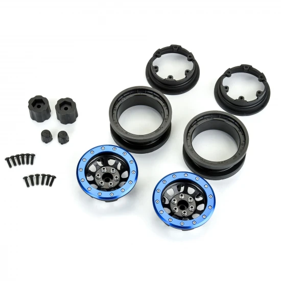 ProLine 1:6 Steelies Stamped Steel 2.9 Dual Offset SCX6 Wheels Blue