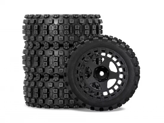 Mud Block Tyres Mounted on Black Wheels - Fit 1:18 Typhon (4)