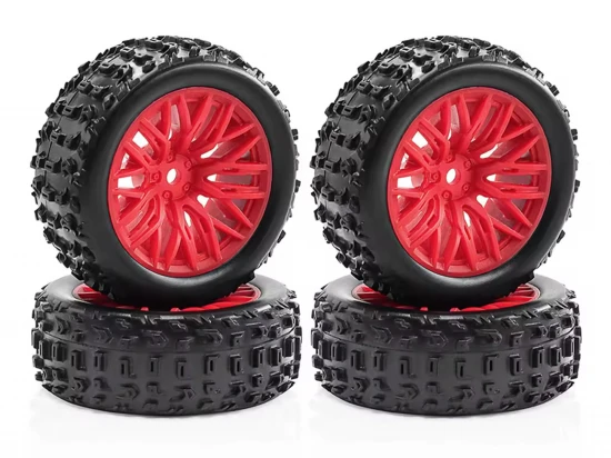 Mud Block - Tyre w/ Red 10 Spoke Rim Set - 1:18 Typhon