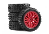 Mud Block - Tyre w/ Red 10 Spoke Rim Set - 1:18 Typhon