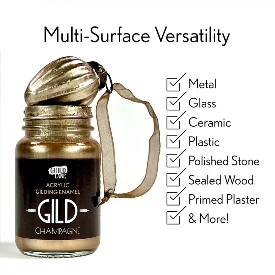 Guild Lane GILD Acrylic Gilding Enamel Paint, Champagne (60ml Jar)