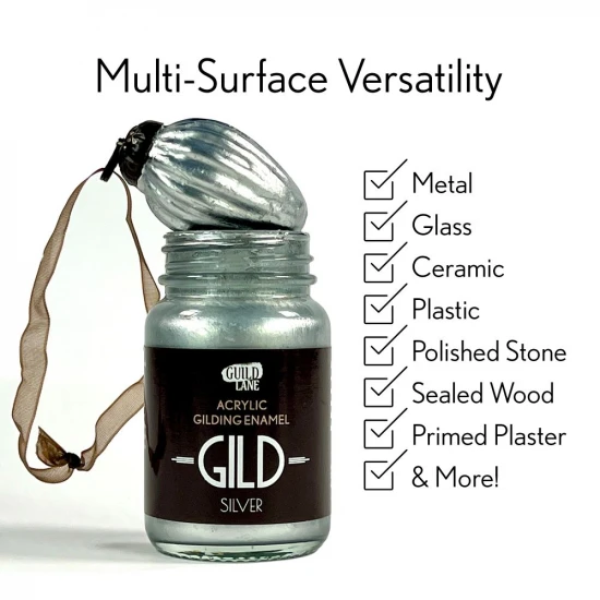 Guild Lane GILD Acrylic Gilding Enamel Paint, Silver (125ml Tin)