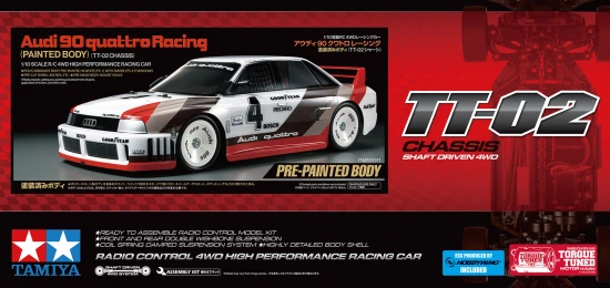 Tamiya Audi 90 Quattro Racing with Painted Body (TT-02)