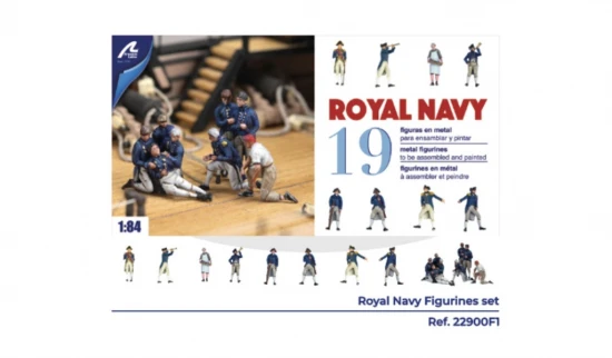 1:84 Royal Navy Officers - Set of 19 die cast figurines