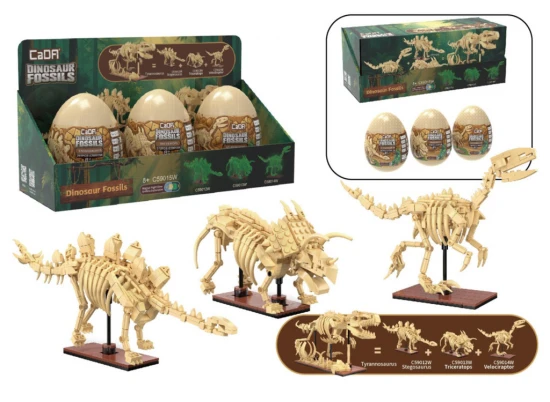 CaDA C59015W Dinosaur Fossils – 3 Models Glow-in-Dark