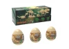 Tray of 3 Dinosaur Eggs with Stegosaurus - Triceratops & Velociraptor