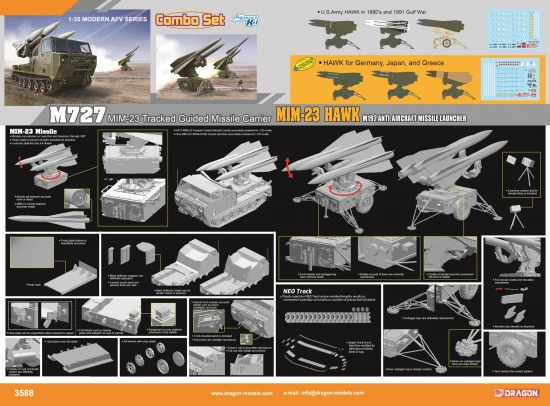 Dragon 1/35 M727 MIM-23 Tracked Guilded Missile Carrier + MIM-23 HAWK M192 Anti-Aircraft Missile Launcher (