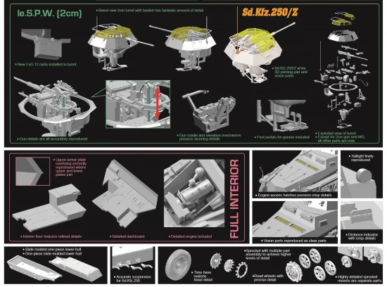 Dragon 1/35 Sd.Kfz.250/9 le.S.P.W. (2cm) mit Panzeraufbau Sd.Kfz.250/Z					