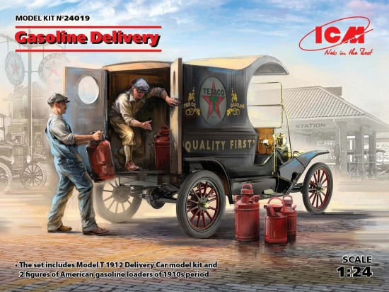 Gasoline Delivery - Model T 1912 Delivery Car with 2 American Gasoline Loader Figures