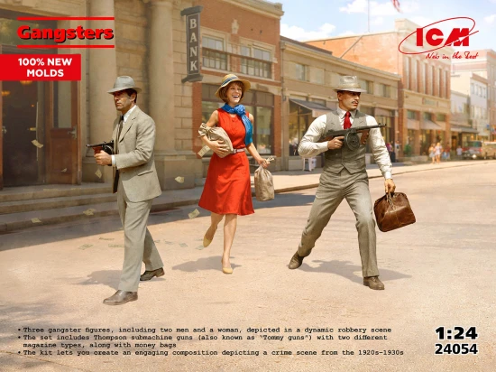 1920s Gangsters with Tommy Guns (3 Figures)