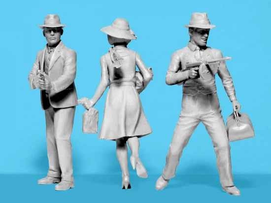 1920s Gangsters with Tommy Guns (3 Figures)