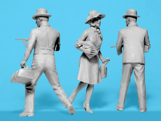 1920s Gangsters with Tommy Guns (3 Figures)