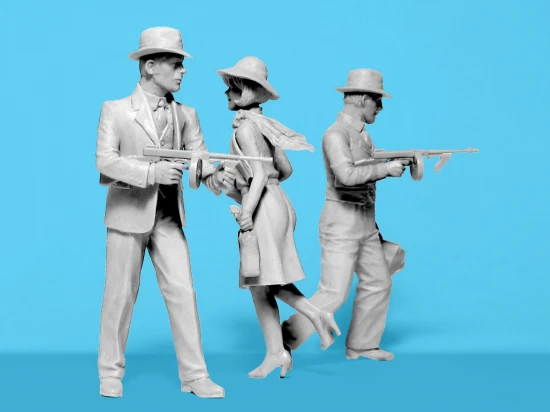 1920s Gangsters with Tommy Guns (3 Figures)