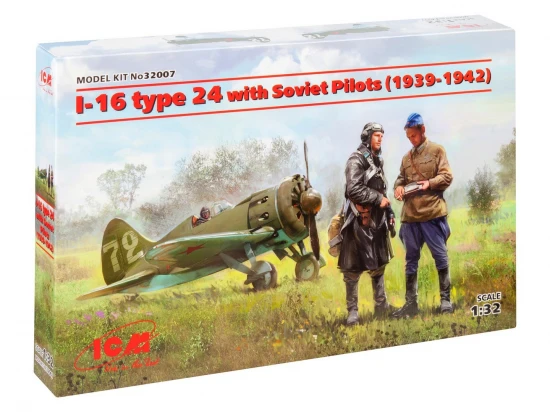 I-16 Type 24 with 3 Soviet Pilot Figures (1939-1942)