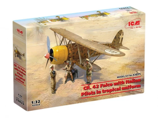 CR. 42 Falco with Italian Pilots In Tropical Uniform (3 Figures & 2 Dogs)