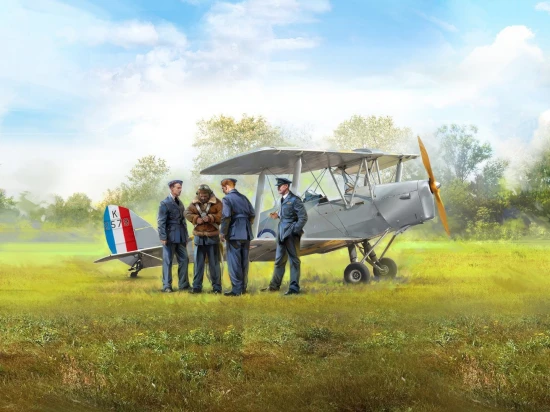 DH. 82A Tiger Moth Aircraft with WWII RAF Cadets (4 Figures)